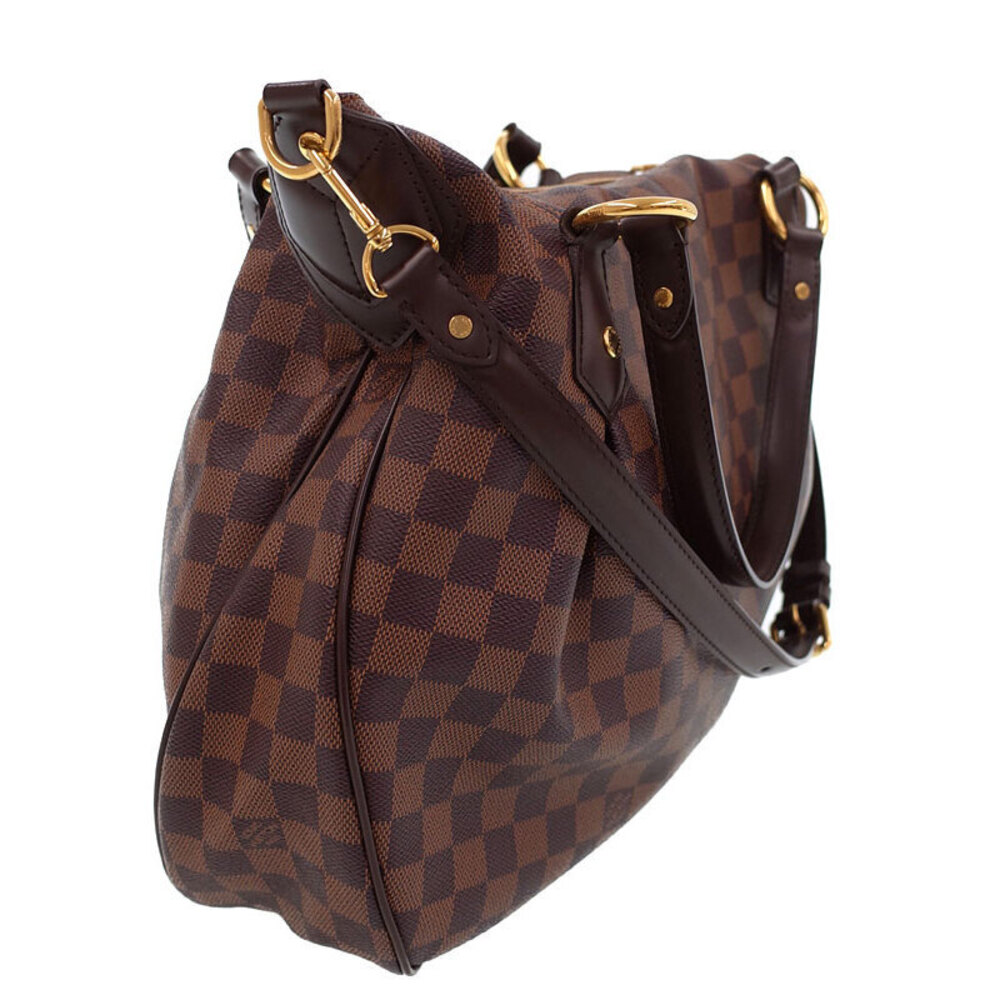 Louis Vuitton Evora Bag Leather Damier Shoulder Brown Ebene